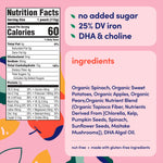 Cerebelly Organic Baby Food Pouches, Spinach Apple Sweet Potato Purees, 16 Nutrients, No Added Sugar, Fiber & Non-GMO, 4oz, 12 Pack