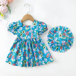 Baby Girl Clothes 12 18 Months Blue Baby Dresses Girl Summer Short Sleeve Sundress Cute Infant Floral Beach Dressess Boho 1 Year Old Girl Outfit