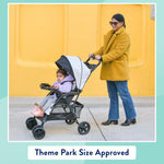 Kolcraft Cloud Plus Lightweight Baby & Toddler Umbrella Stroller with Large Storage Basket and Canopy, Reclining Seat, Child and Parent Trays, Compact Easy Fold for Travel - Slate Gray