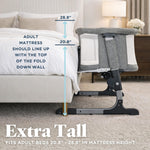 Baby Delight Beside Me Dreamer Bassinet | Bedside Sleeper | 6-Position Height Adjustment | Charcoal Tweed