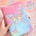 Fluffy Butterfly Diary with Lock for girls, 6 7 8 year old girl Birthday Gifts, Princess Diaries Girls diary journals, Back to School Supplies Notebook, Birthday Christmas Gifts for daughter granddaughter niece
