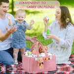 Teenyyou 2 Pcs Large Baby Diaper Caddy Organizers Christmas Gift Bags Nursery Diaper Storage Bin with Handle Doll Ornament for Holiday Favor Changing Table Car New Mom(Pink)