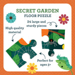 Petit Collage Floor Puzzle, Secret Garden, 24-Pieces – Large Puzzle for Kids, Completed Garden Puzzle Measures 18” x 24” – Makes a Great Gift Idea for Ages 3+