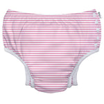 green sprouts Baby Girls Snap Infant and Toddler Reusable Swim Diapers, Light Pink Pinstripe, 18 Months