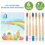 Tooth HaHa Kids Bamboo Toothbrushes, BPA-Free Soft Bristles, Eco-Friendly Natural Wooden Toddler Toothbrush, 6-Pack Travel Toothbrushes Set for Children