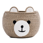 CherryNow Baby Basket for Nursery, Bear Gift Baskets for Kids, Baby Shower Basket with Handles, Small Cute Animal Baskets, Light Brown, 10.5"D x 8.5"H
