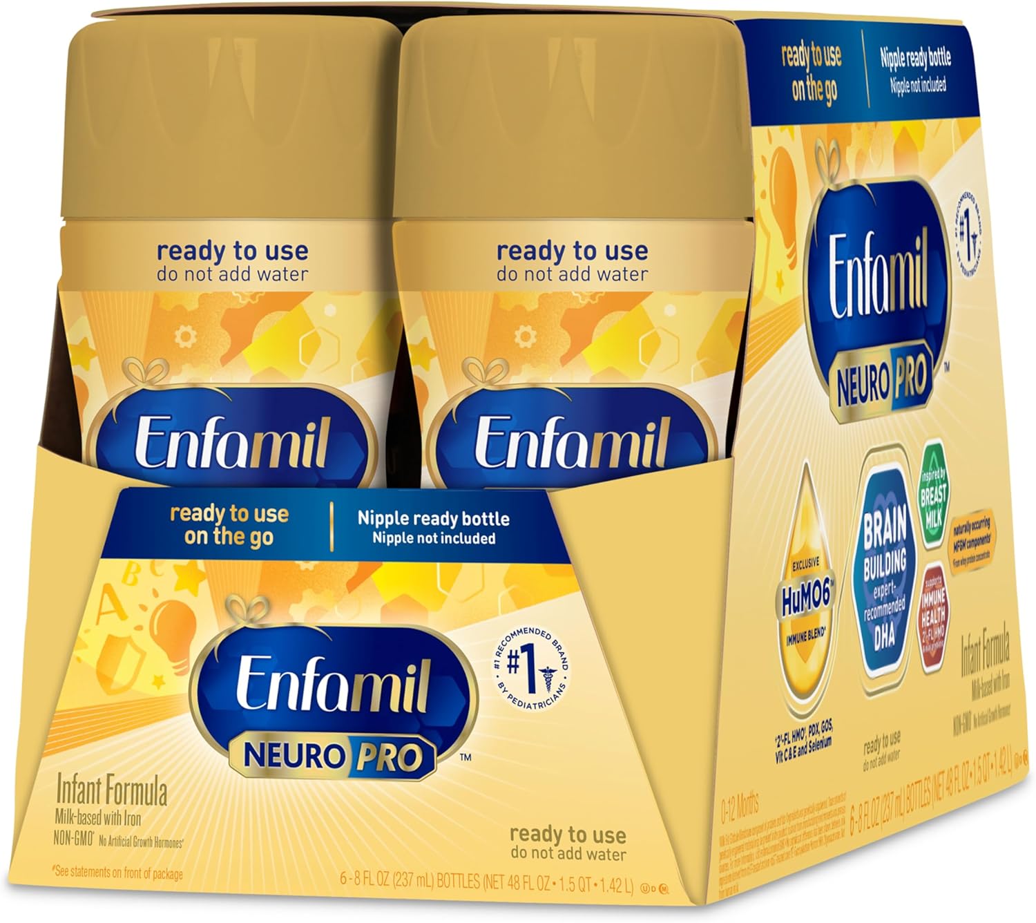 Enfamil NeuroPro Baby Formula, MFGM* 5-Year Benefit, Expert-Recommended Brain-Building Omega-3 DHA, Exclusive Immune Supporting HuMO6 Blend, Ready-to-Feed Infant Formula, Liquid, 8 Fl Oz, 24 Bottles