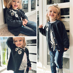 Baby Toddler Girls Spring Fall Sweater Cardigan Coat Long Sleeve Handmade Embroidery Tops for 6M-5T