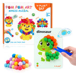 YPLUS Pompoms Art Crafts Kits, Toddler DIY Sensory Montessori Activities Box for Kids Ages 1-3 2-4 3-5, Finger Motor Art Supplies - Theme Animals
