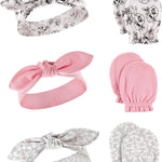 Hudson Baby baby-girls Cotton Headband and Scratch Mitten Set