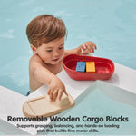 PlanToys® Cargo Ship Bath Toy for Toddlers | Floating Boat with Cargo Blocks for Water Play | Montessori Educational Toy | Eco-Friendly Bathtub Toys for Kids