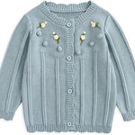 Simplee kids Baby Girl Thin Sweater Solid White Pink Cardigans for Toddler 0-3Years