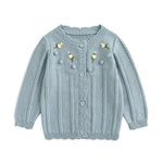 Simplee kids Baby Girls Knit Cardigan Hand Embroidery Pompoms Sweater Long Sleeve Coat for Winter Fall