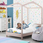 Delta Children Poppy House Wood Twin Bed, Platform Bed - No Box Spring Needed, Blush Pink