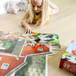 Melissa & Doug Busy Barn Shaped Jumbo Floor Puzzle (32 Pieces, 2 x 3 Feet), Jigsaw Puzzle for Preschoolers and Kids Ages 3+ - FSC Certified