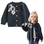 Baby Toddler Girls Spring Fall Sweater Cardigan Coat Long Sleeve Handmade Embroidery Tops for 6M-5T