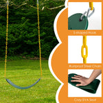 Costzon 2-Pack Kids Swing Combo Set with Swing Seat and Saucer Tree Swing, Swing Seat with Heavy-Duty Steel Chain, Adjustable Hanging Rope, Saucer Tree Swing for Outdoors, Playground
