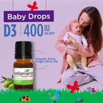 Wellements Baby Organic Vitamin D Drops for Infants & Toddlers (0.15 Fl Oz) - Certified Newborn+ Liquid Vitamin D3 Drops, Support Healthy Growth & Bone Development (1 Drop Daily & 400 IU Per Serving)