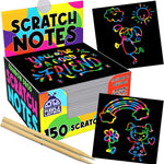 PURPLE LADYBUG 150 Rainbow Scratch Art Mini Notes - Arts and Crafts Supplies, Fun & Colorful Scratch Paper for Kids & Teens Gift, Activities for Summer, Wedding, Birthday Party, Travel, Camping