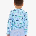 RUGGEDBUTTS® Baby/Toddler Boys Long Sleeve Rash Guard Swim Shirt w/UPF 50+ - Blue Sweet Sails, 3-6m