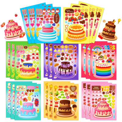 24 Sheets 8.3''×5.9'' Make Your Own Ice Cream Stickers for Toddlers Kids Party Favors, Make a Face Stickers for Kids Activities Supplies Crafts