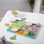 Melissa & Doug Wooden Hide & Seek Activity Board – Montessori Busy Board with Hinges, Doors & 9 Wooden Magnetic Puzzles, Educational Preschool Learning Toy for Toddlers & Kids Ages 3+