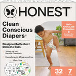 The Honest Company Clean Conscious Diapers for Delicate Skin | Up to 100% Leakproof | Hypoallergenic, Fragrance Free | Gender Neutral | Club Box, Size 1 (8-14 lbs), 78 Count (Prints May Vary)