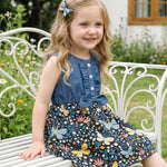 Toddler Girl Clothes 2t 3t Cute Girl Clothes Blue Flowy Summer Butterfly Birthday Dress Sleeveless Ruffle Denim Bow Dress Spring Party Jean Dresses