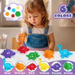 CZTCDP ABC Dinosaur Learning Toys for Toddlers Double-Sided Dinosaurs Matching Game Fine Motor Skills Sensory Toy,13PCS Montessori Preschool Educational Toy Gift for 3+Years Old Boys and Girls