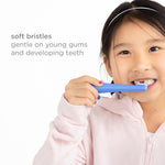 Ubbi Toddler Training Toothbrush Set, Soft Bristled & Gentle Manual Toothbrushes for Baby, Polaris Blue & Zest Green