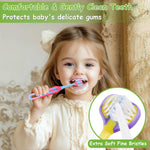 PANIMOSI Toddler Toothbrush 4 Pack, Soft Baby Toothbrush Efficient 3 Sided Kids Tooth Brush for Ages 1-12 Years, Infant Training Tooth Brush Complete Tooth and Gum Care, Easy to Grip(Patent)