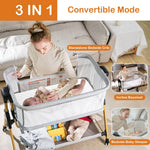 kingobabys 3 in 1 Baby Bassinet,Bedside/Rocking Bassinet for Baby,Bedside Crib with Lockable Wheels,Waterproof Mattress,Adjustable 6 Heights,Portable Bassinets Bedside Sleeper for Newborn Infant