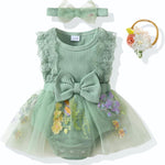 Renotemy Newborn Baby Girl Lace Romper Infant Summer Boho Flower Tulle Dress Party Gifts Newborn Photography Outfits