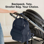 KeaBabies Diaper Bag Backpack - Small Multifunctional Travel Diaper Back Packs, Maternity Baby Changing Bags, 12L Capacity, PU Leather, Waterproof, Unisex, Nappy Changing Pad (Navy Blue, Small)