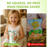 Pouch Holder No Squeeze for Food Pouches & Drink Boxes, Adjustable Baby Pouch Holder With Larger Capacity Allows Toddlers Self-Feed Avoid Mess (GREEN)