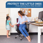 Door Lever Lock (1 Pack) Prevents Toddlers from Opening Doors. 3.25" L * 1.5" W * 4.5" H Easy One Hand Operation for Adults. Durable ABS with 3M Adhesive Backing. Simple Install, No Tools Needed.