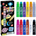 TBC The Best Crafts Paint Sticks,12 Colors Metallic, Washable Paint, Non-toxic, Tempera Paint Sticks for Kids and Students