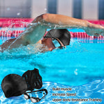Foilswirl 8 Pcs Swimming Equipment Kit Anti Fog Swim Goggles Paddle Hand Cap Nose Cover Training Hand Paddles with Adjustable Straps for Lap Men Women(Black)