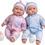 JC Toys Twins 13" Realistic Soft Body Baby Dolls Berenguer Boutique | Twins Gift Set with Removable Outfits and Accessories | Pink and Blue | Caucasian | Ages 2+