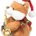 Cuddle Barn - Merry Saxmas Sterling | Animated Christmas Reindeer Stuffed Animal Plush Toy, Sways, Lights Up, and Plays Saxophone to Have Yourself a Merry Little Christmas, 12 inches