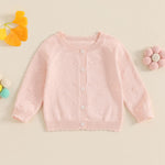Infant Baby Girl Cardigan Sweater Long Sleeve Button Up Knit Sweatshirt Jacket Toddler Baby Girl Fall Outfits (Pink, 0-6 Months)