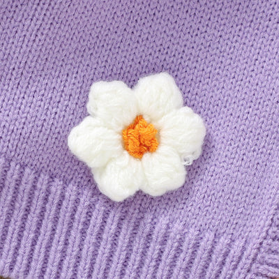 Toddler Baby Girl Sweater Floral Cardigan Knit Long Sleeve Coat Cute Fall Winter Outfits Clothes Infant Newborn (Purple, 6-9 Months)