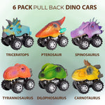 TOYLI 6 Pack Pull Back Dino Cars - Dinosaur Car Toys for Kids, Dinosaur Car, Pull Back Dinosaur Cars 6 Pack