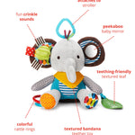 Skip Hop Bandana Buddies Baby Activity and Teething Toy with Multi-Sensory Rattle and Textures, Elephant