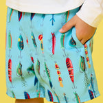 RUGGEDBUTTS Boys UPF50+ Stretch Swim Trunks - Gone Fishin, 3-6m Blue