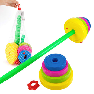 Liberty Imports Kids Barbell Weight Set - Adjustable Workout Toy Equipment for Children Pretend Play Exercise - Toddler Beginner Gym, Fitness, Weightlifting and Powerlifting (32 inches), multicolored