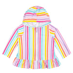 Gerber Baby Girls Toddler Zipper Hoodie Terry Swimsuit Swimwear Cover Up, Rainbow, 0-3 Months US