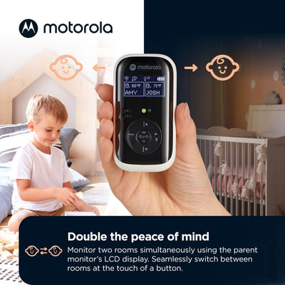 Motorola Nursery Audio Baby Monitor Dual Room HD, 1500ft Range, Night Light, 2-Way Audio, No WiFi Audio Only with Parent Unit & 2 Monitors, PIP15