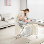 BABY SKYE Diaper Changing Table Portable with Wheels Foldable Diaper Station Organizer & Storage Rack Newborn and Baby (Light Grey)