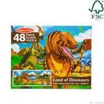 Melissa & Doug Land of Dinosaurs Floor Puzzle, 48 pc Jumbo Jigsaw Puzzle, Educational Screen Free Activity for Toddler, Preschoolers and Kids Ages 3+ (4 feet Long) - FSC Certified